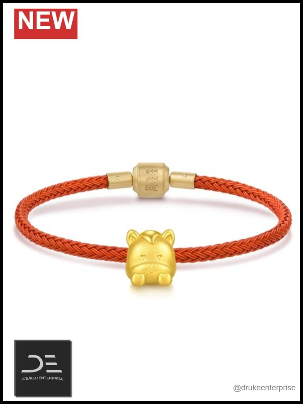 24K Gold Chinese Zodiac Horse Charm Bracelet, 17cm